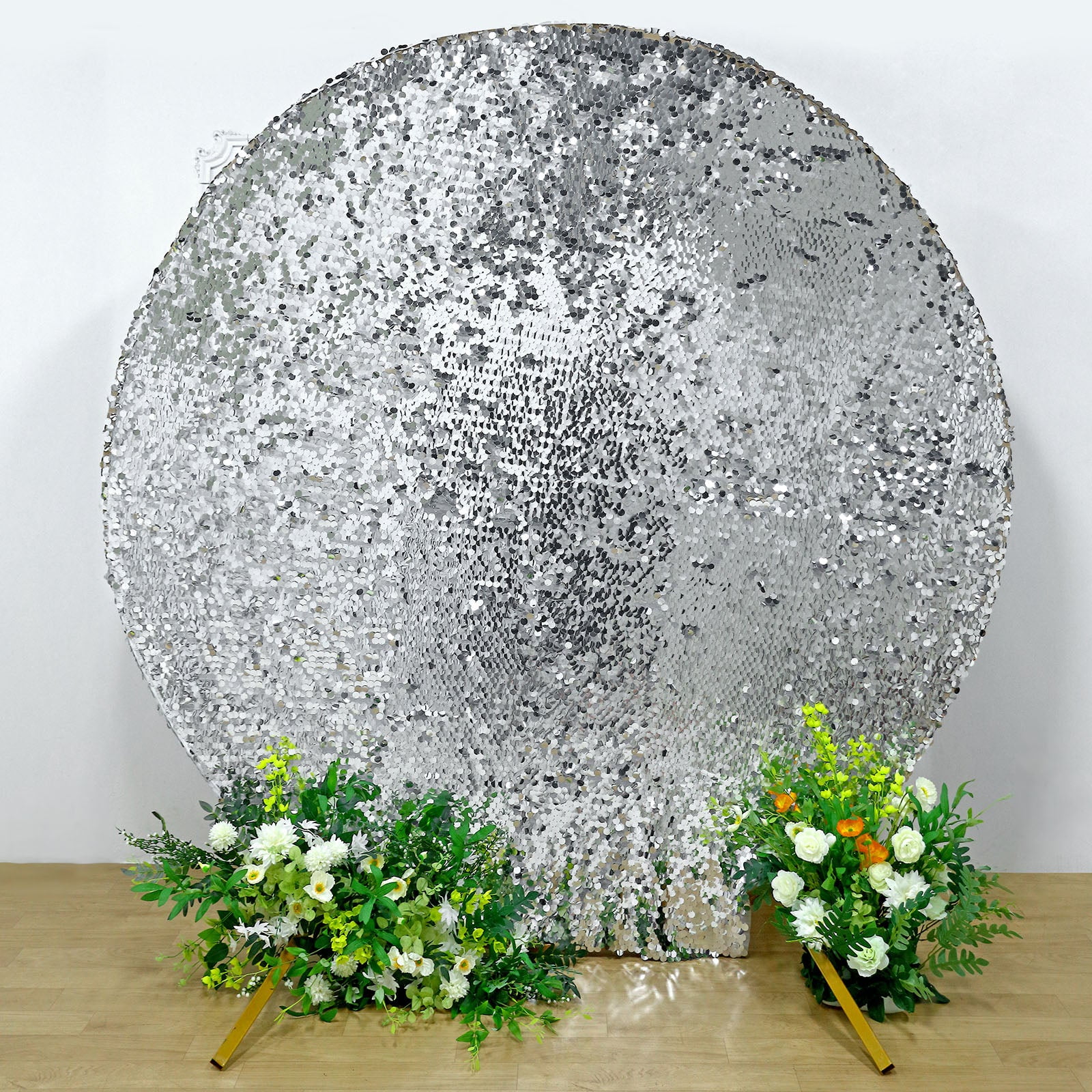 Efavormart 7.5ft Silver Big Payette Sparkle Sequin Round Wedding Arch ...
