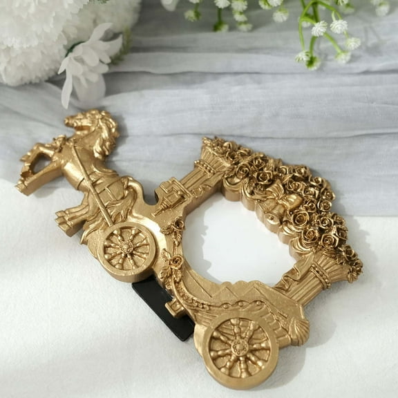 Efavormart 7" Gold Horse Carriage Resin Picture Frame Wedding Party Favor, European Style Place Card Holder
