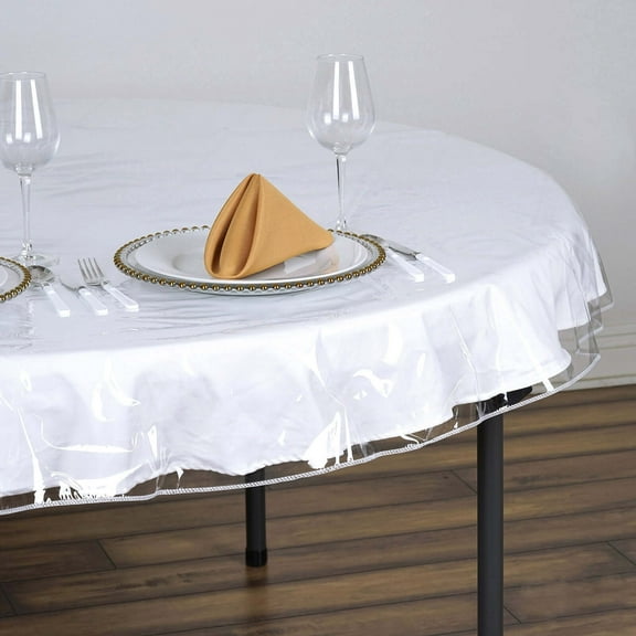 Efavormart 70" Eco-Friendly Clear Disposable Waterproof Round Vinyl Tablecloth Protector Cover For Picnic Banquet Event Party
