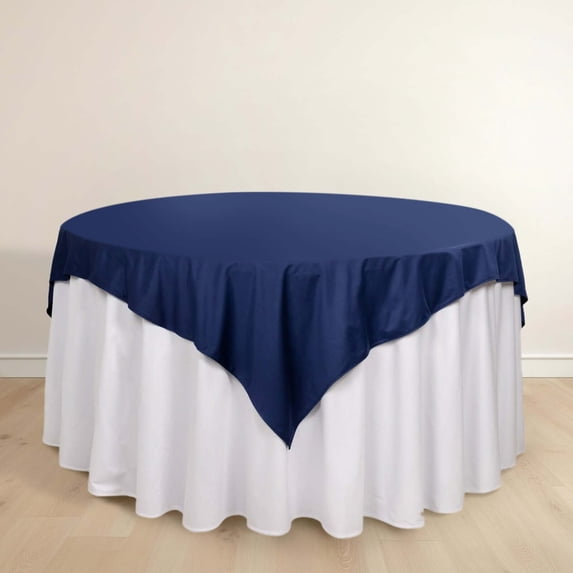 Efavormart 70" Navy Blue Premium Scuba Square Tablecloth, Wrinkle Free Polyester Seamless Tablecloth