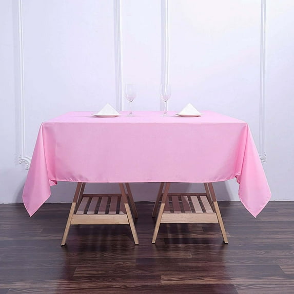 Efavormart 70" Premium Square Polyester Tablecloth for Wedding Kitchen Dining Events - Pink