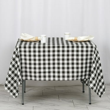Efavormart 70" Square Black & White Checkered Wholesale Gingham Polyester Linen Picnic Restaurant Dinner Tablecloth