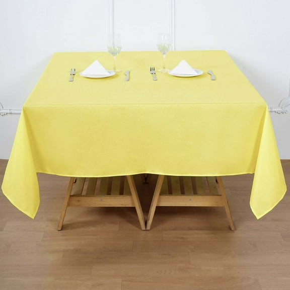 Efavormart 70" Yellow Square Polyester Tablecloth for Dining Table, Wedding, Party, Event, Banquet, Restaurant Decoration