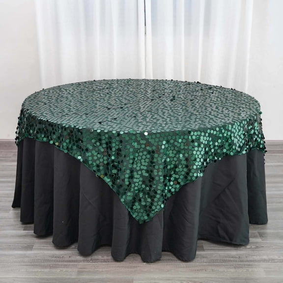 Efavormart 72" Premium Big Payette Sequin Overlay For Wedding Banquet Catering Party Table Decorations-Hunter Emerald Green