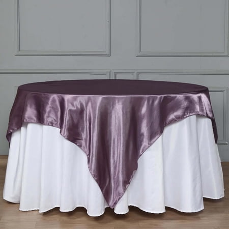 Efavormart 72" SATIN Square Tablecloth Overlay For Wedding Catering Party Table Decorations Amethyst Square Tablecloth Cover