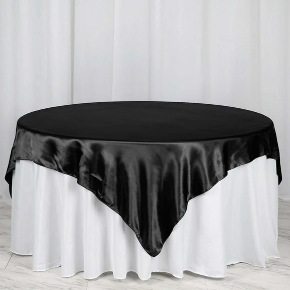 Efavormart 72" SATIN Square Tablecloth Overlay For Wedding Catering Party Table Decorations BLACK Square Tablecloth Cover