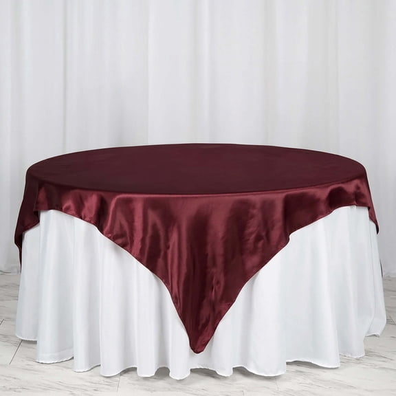 Efavormart 72" SATIN Square Tablecloth Overlay For Wedding Catering Party Table Decorations BURGUNDY Square Tablecloth Cover