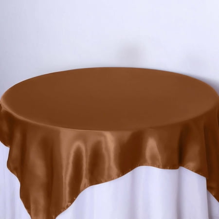 Efavormart 72" SATIN Square Tablecloth Overlay For Wedding Catering Party Table Decorations Brown Square Tablecloth Cover