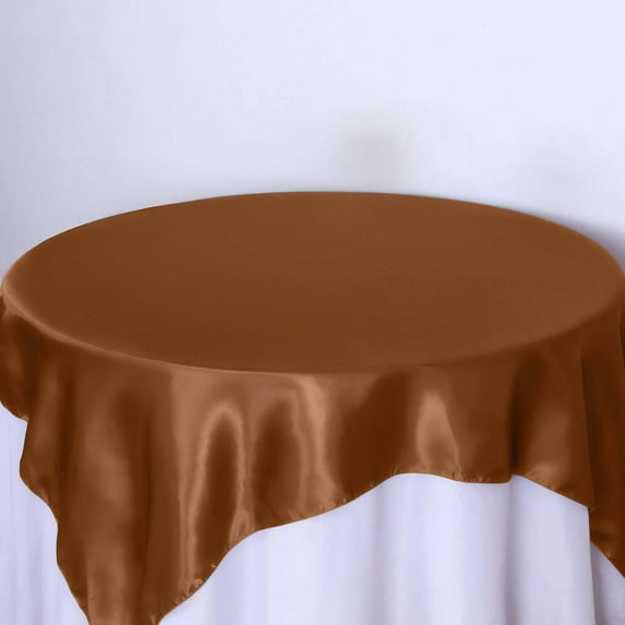 Efavormart 72" SATIN Square Tablecloth Overlay For Wedding Catering Party Table Decorations Brown Square Tablecloth Cover