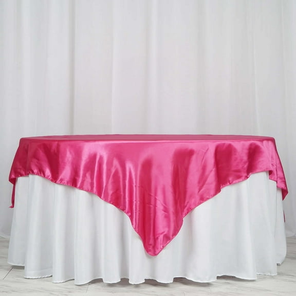Efavormart 72" SATIN Square Tablecloth Overlay For Wedding Catering Party Table Decorations FUSHIA Square Tablecloth Cover