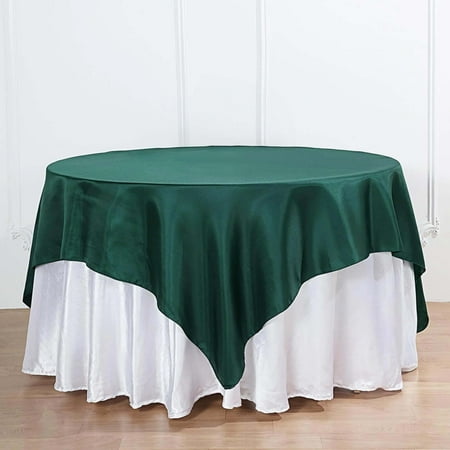 Efavormart 72" SATIN Square Tablecloth Overlay For Wedding Catering Party Table Decorations HUNTER GREEN Square Tablecloth Cover
