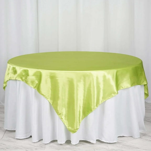 Efavormart 72" SATIN Square Tablecloth Overlay For Wedding Catering Party Table Decorations Lime Green Square Tablecloth Cover