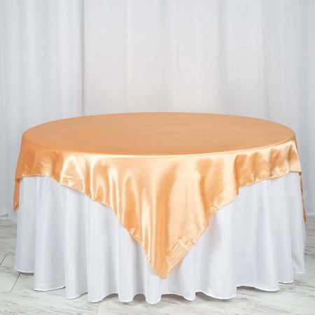 Efavormart 72" SATIN Square Tablecloth Overlay For Wedding Catering Party Table Decorations PEACH Square Tablecloth Cover