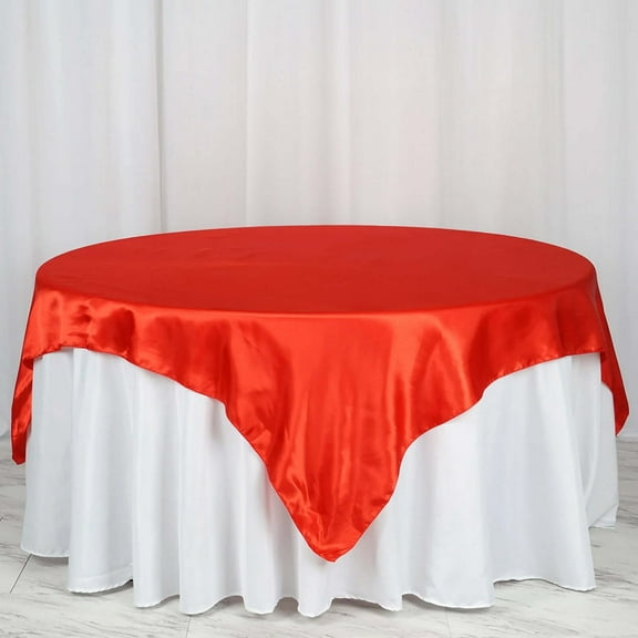 Efavormart 72" SATIN Square Tablecloth Overlay For Wedding Catering Party Table Decorations RED Square Tablecloth Cover