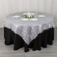 thumbnail image 1 of Efavormart 72" Silver Metallic Fringe Shag Tinsel Square Polyester Table Overlay, 1 of 3