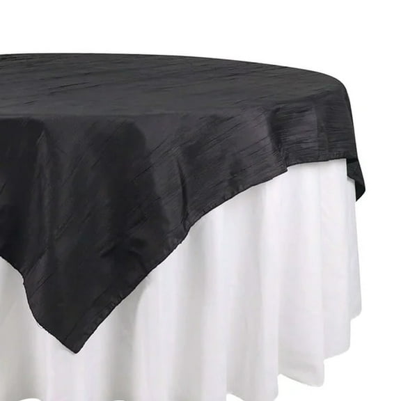 Efavormart 72"X72" Black Accordion Crinkle Taffeta Table Overlay, Square Tablecloth Topper