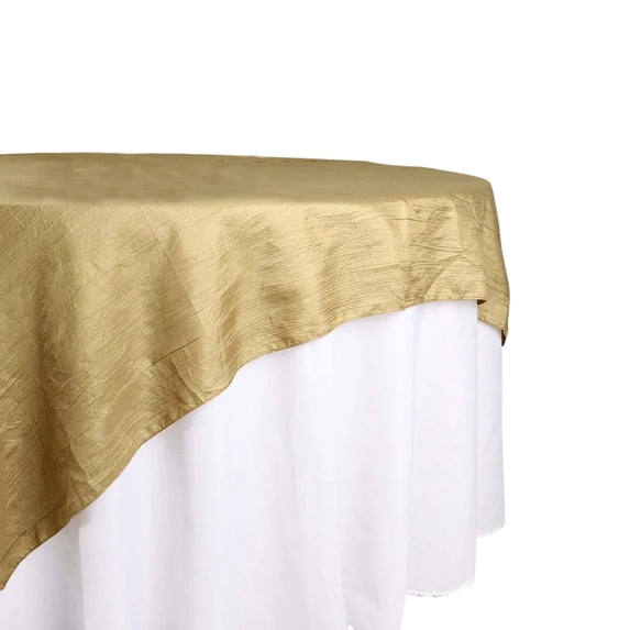 Efavormart 72"X72" Gold Accordion Crinkle Taffeta Table Overlay, Square Tablecloth Topper