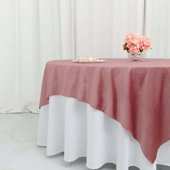 Efavormart 72"x 72" Dusty Rose Premium Velvet Square Table Overlay Square Tablecloth Cover For Wedding Party Event Banquet
