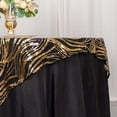 thumbnail image 1 of Efavormart 72"x72" Black Gold Wave Embroidered Sequin Table Overlay, Sparkly Square Table Topper, 1 of 6
