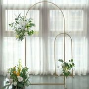 Efavormart 7ft Gold Metal Frame Wedding Arch, Round Rectangular Backdrop Stand, Floral Display Frame With Semi Circle Top