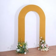 Efavormart 7ft Gold Spandex Fitted Open Arch Backdrop Cover, Double-Sided U-Shaped Wedding Arch Slipcover