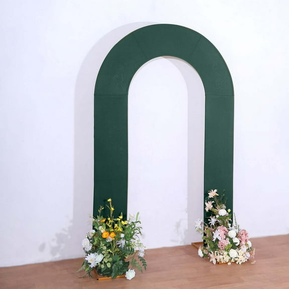 Efavormart 7ft Hunter Emerald Green Spandex Fitted Open Arch Backdrop Cover, Double-Sided U-Shaped Wedding Arch Slipcover