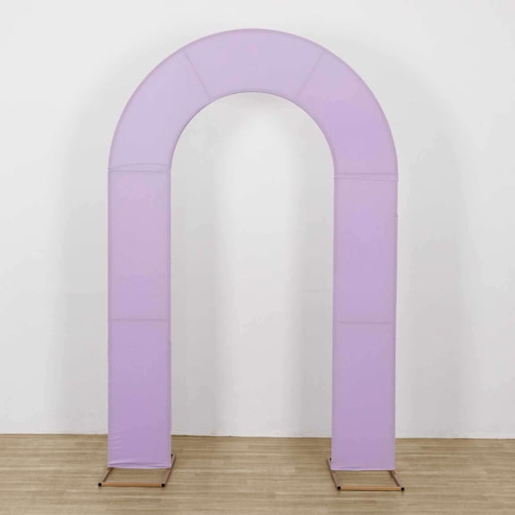 Efavormart 7ft Lavender Spandex Fitted Open Arch Backdrop Cover, Double-Sided U-Shaped Wedding Arch Slipcover