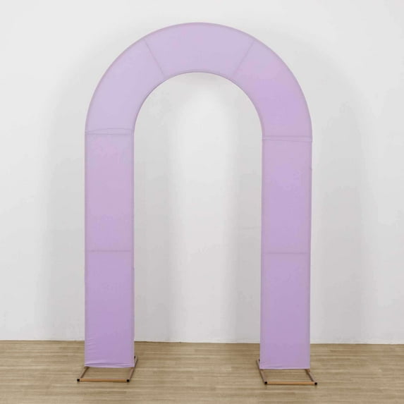 Efavormart 7ft Lavender Spandex Fitted Open Arch Backdrop Cover, Double-Sided U-Shaped Wedding Arch Slipcover