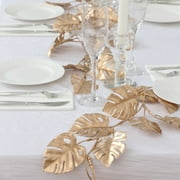 Efavormart 7ft Metallic Gold Artificial Monstera Leaf Table Garland Plant, Faux Tropical Jungle Hanging Vine