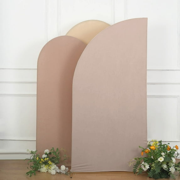 Efavormart 7ftx3ft Matte Nude Fitted Spandex Half Moon Wedding Arch Cover, Custom Fit Chiara Backdrop Stand Cover