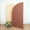 thumbnail image 1 of Efavormart 7ftx3ft Matte Terracotta Fitted Spandex Half Moon Wedding Arch Cover, Custom Fit Chiara Backdrop Stand Cover, 1 of 10