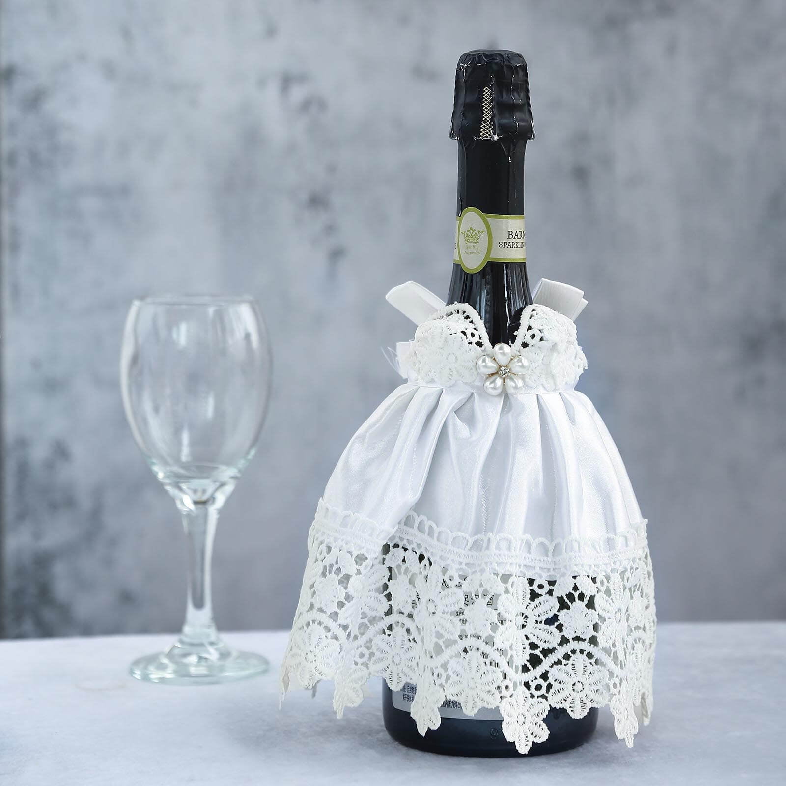 White Bridal Wedding Dress Wine Bottle Koozie, Bottle Cover Sleeve 8