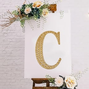 Efavormart 8" Letter C Gold Self-Adhesive Rhinestone Number Stickers for DIY Crafts, Handicraft Art, Graduation Cap Decorations Birthday Party, Wedding Alpha-Numeric stickers