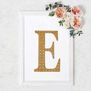Efavormart 8" Letter E Gold Self-Adhesive Rhinestone Number Stickers for DIY Crafts, Handicraft Art, Graduation Cap Decorations Birthday Party, Wedding Alpha-Numeric stickers