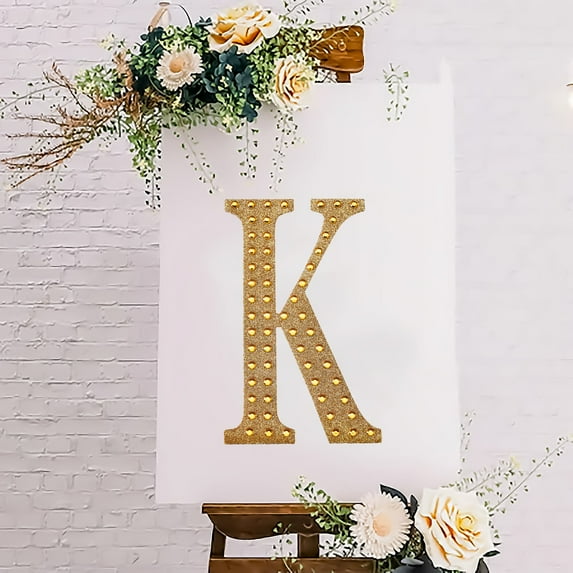 Efavormart 8" Letter K Gold Self-Adhesive Rhinestone Number Stickers for DIY Crafts, Handicraft Art, Graduation Cap Decorations Birthday Party, Wedding Alpha-Numeric stickers