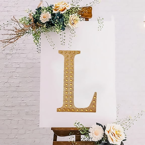 Efavormart 8" Letter L Gold Self-Adhesive Rhinestone Number Stickers for DIY Crafts, Handicraft Art, Graduation Cap Decorations Birthday Party, Wedding Alpha-Numeric stickers