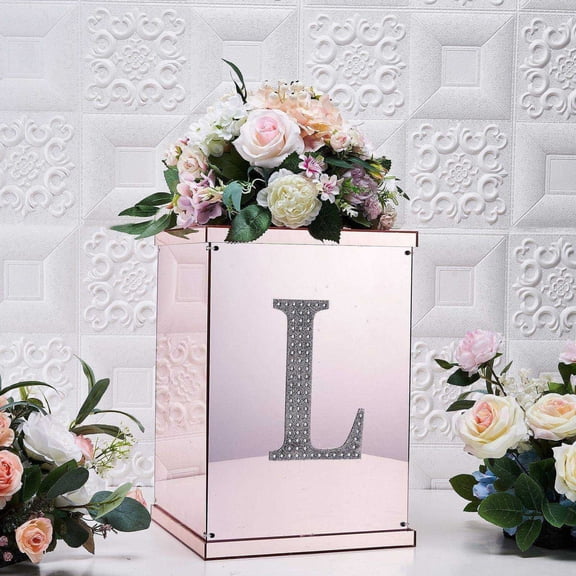 Efavormart 8" Letter L Silver Self-Adhesive Rhinestone Number Stickers for DIY Crafts, Handicraft Art, Graduation Cap Decorations Birthday Party, Wedding Alpha-Numeric stickers