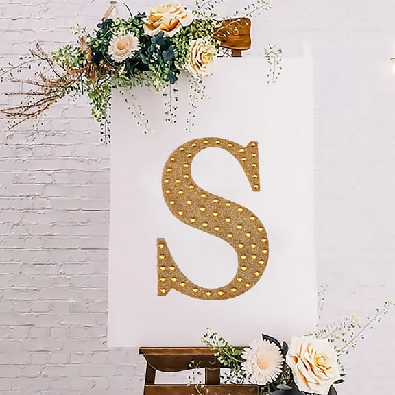 Efavormart 8" Letter S Gold Self-Adhesive Rhinestone Number Stickers for DIY Crafts, Handicraft Art, Graduation Cap Decorations Birthday Party, Wedding Alpha-Numeric stickers