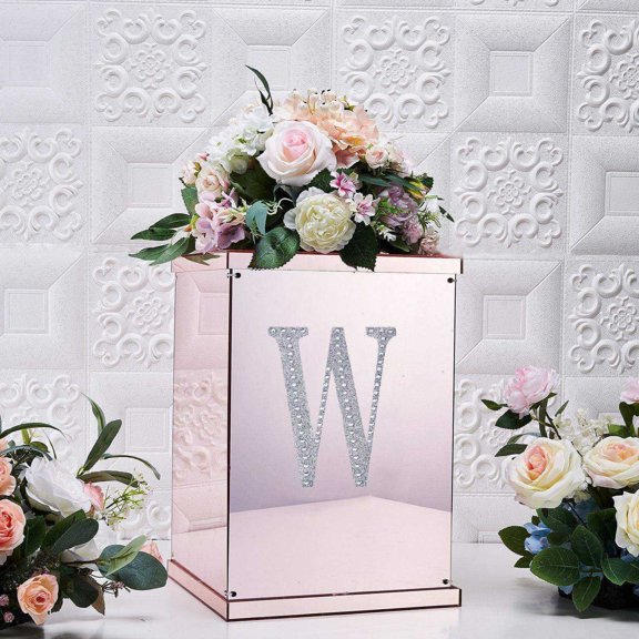 Efavormart 8" Letter W Silver Self-Adhesive Rhinestone Number Stickers for DIY Crafts, Handicraft Art, Graduation Cap Decorations Birthday Party, Wedding Alpha-Numeric stickers