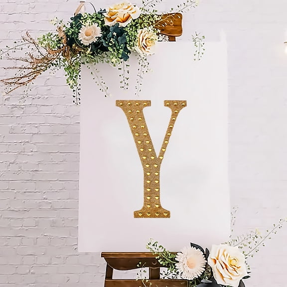 Efavormart 8" Letter Y Gold Self-Adhesive Rhinestone Number Stickers for DIY Crafts, Handicraft Art, Graduation Cap Decorations Birthday Party, Wedding Alpha-Numeric stickers