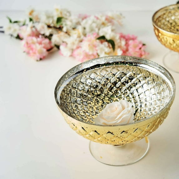 Efavormart 8" Mercury Glass Compote Vase, Pedestal Bowl for Wedding Floral Centerpiece Home Decor - Gold