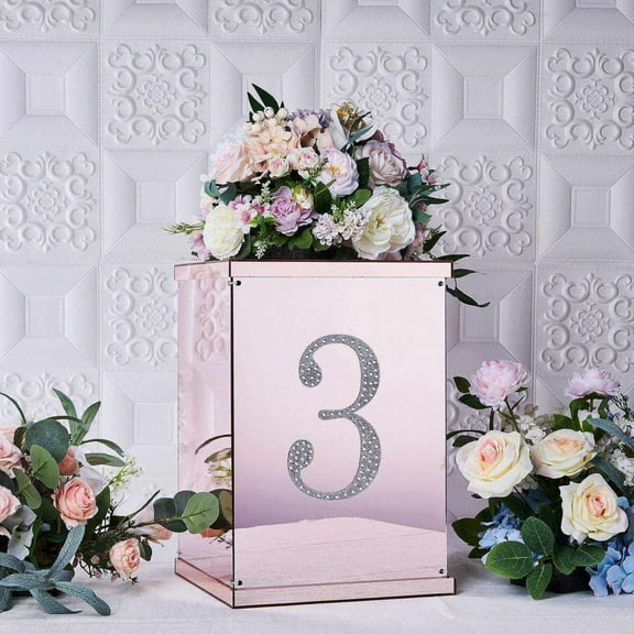 Efavormart 8" Number 3 Silver Self-Adhesive Rhinestone Number Stickers for DIY Crafts, Handicraft Art, Graduation Cap Decorations Birthday Party, Wedding Alpha-Numeric stickers
