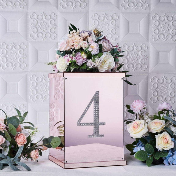 Efavormart 8" Number 4 Silver Self-Adhesive Rhinestone Number Stickers for DIY Crafts, Handicraft Art, Graduation Cap Decorations Birthday Party, Wedding Alpha-Numeric stickers