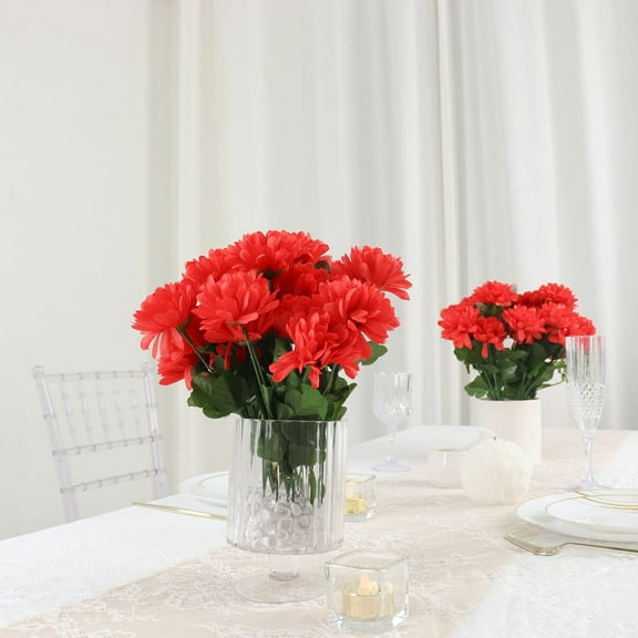 Efavormart 84 Artificial Chrysanthemum Mums Balls for DIY Wedding Bouquets Centerpieces Party Home Decoration Wholesale - Red