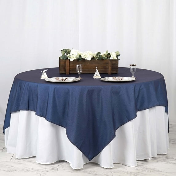Efavormart 85" x 85" Dark Blue Faux Denim Polyester Table Overlays Square Tablecloth Cover For Wedding Party Event Banquet
