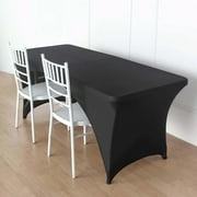Efavormart 8FT Black Open Back Stretch Spandex Table Cover, Rectangular Fitted Tablecloth
