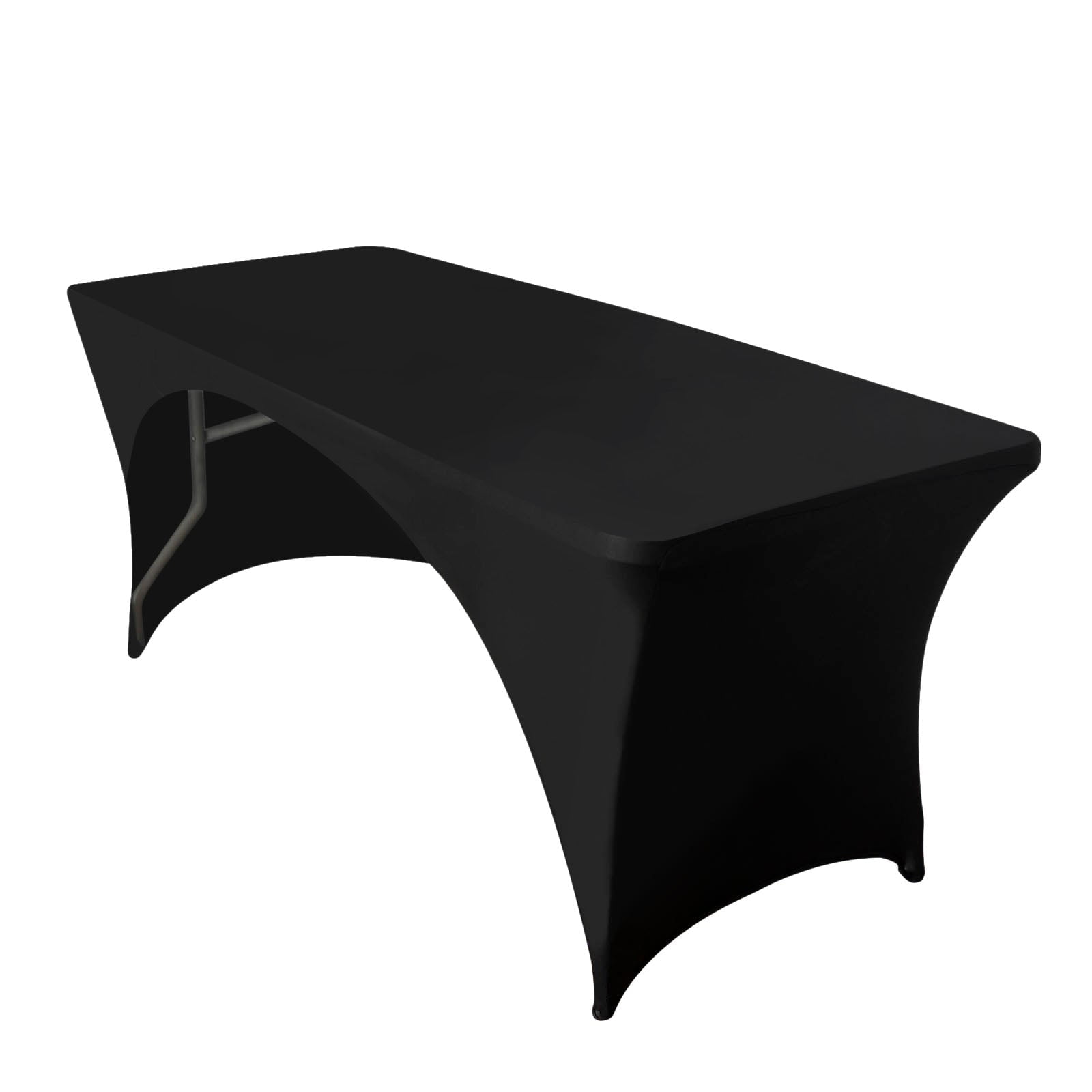 Efavormart 8FT Black Open Back Stretch Spandex Table Cover, Rectangular ...