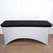 Efavormart 8FT Black Rectangular Stretch Spandex Table Top Cover