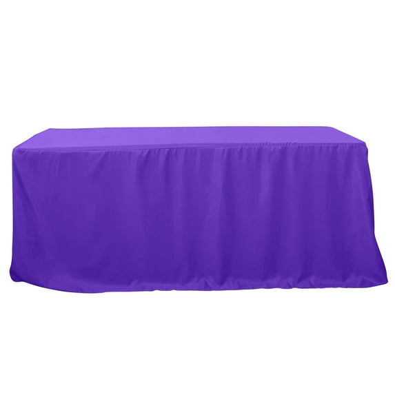 Efavormart 8FT Fitted PURPLE Polyester Rectangular Table Cover for Wedding Party Dining Banquet Restaurant Kitchen Home and Multi-Use