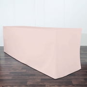 Efavormart 8FT Fitted ROSE GOLD Polyester Rectangular Table Cover for Wedding Party Dining Banquet Restaurant Kitchen Home and Multi-Use